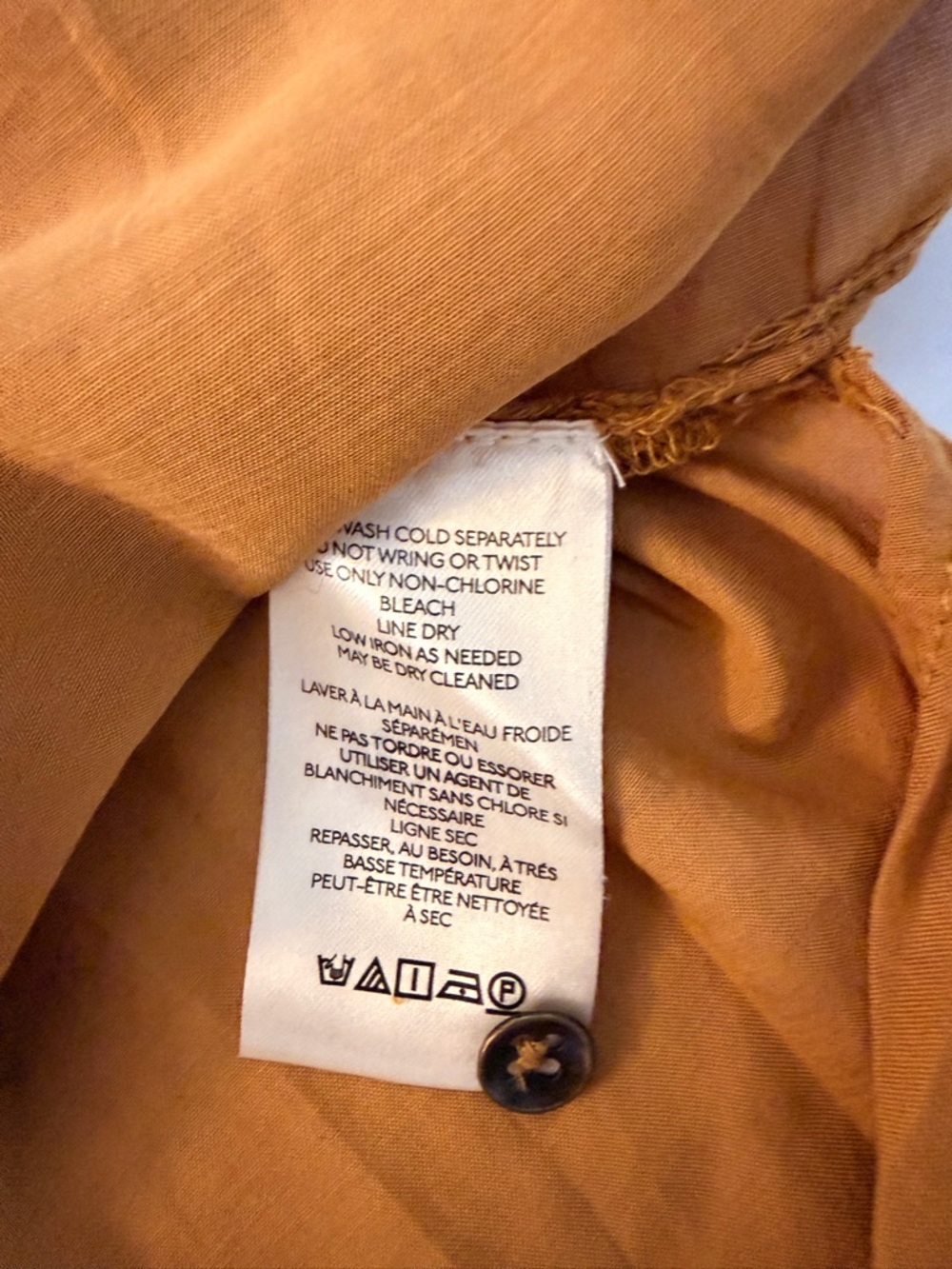 Pilcro Gathered Lightweight Yoke Button-Front Blouse Mustard Size S Cotton Blend - Picture 9 of 10